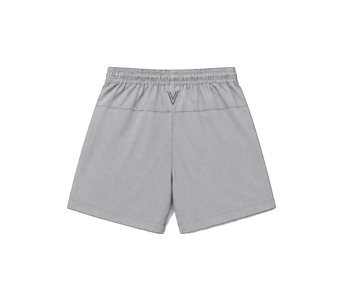 Detail van de grijze Vyrexwear gymshort: zachte stof van houtvezels en tailleband